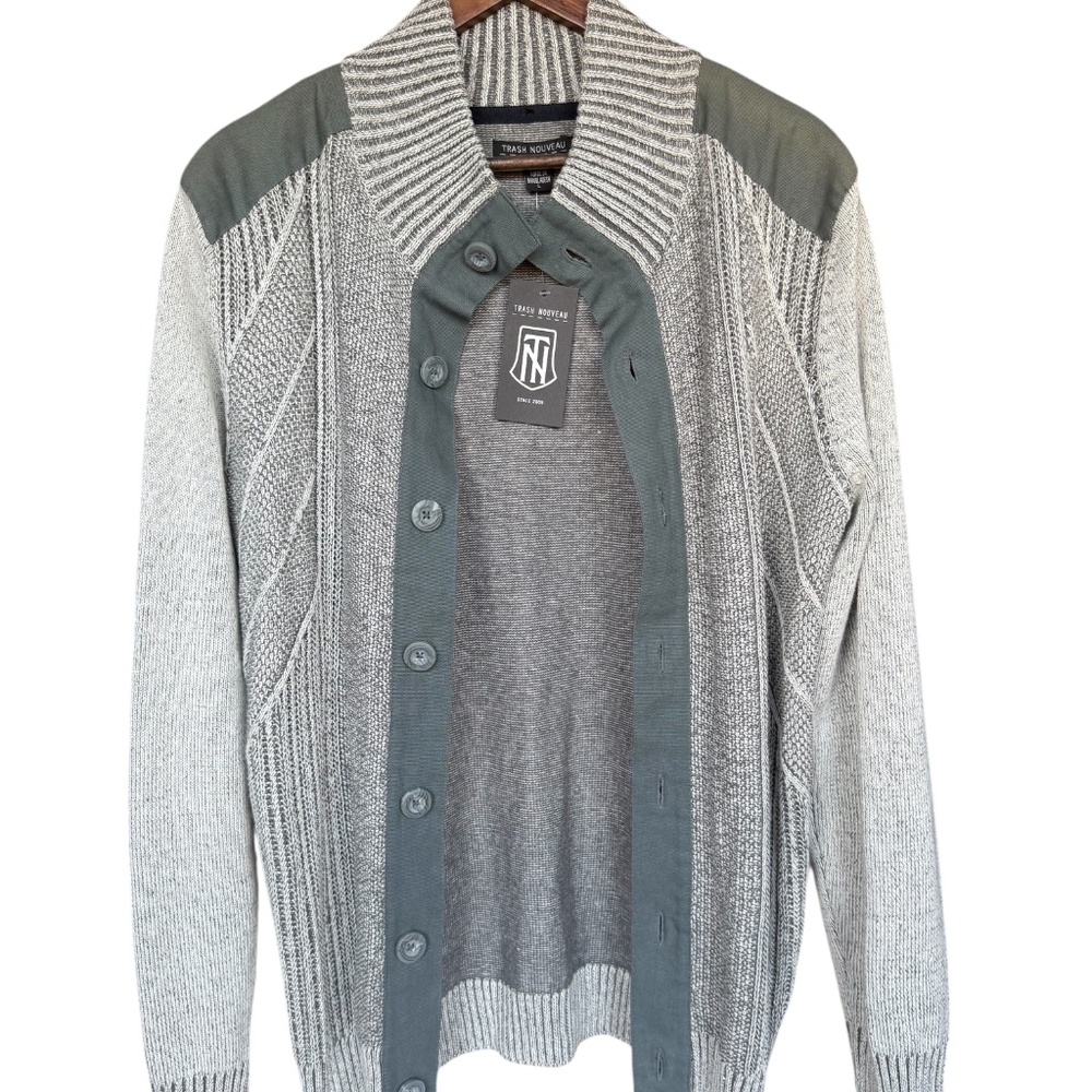 NWT‎ Trash Nouveau Green/grey Cardigan Sz L